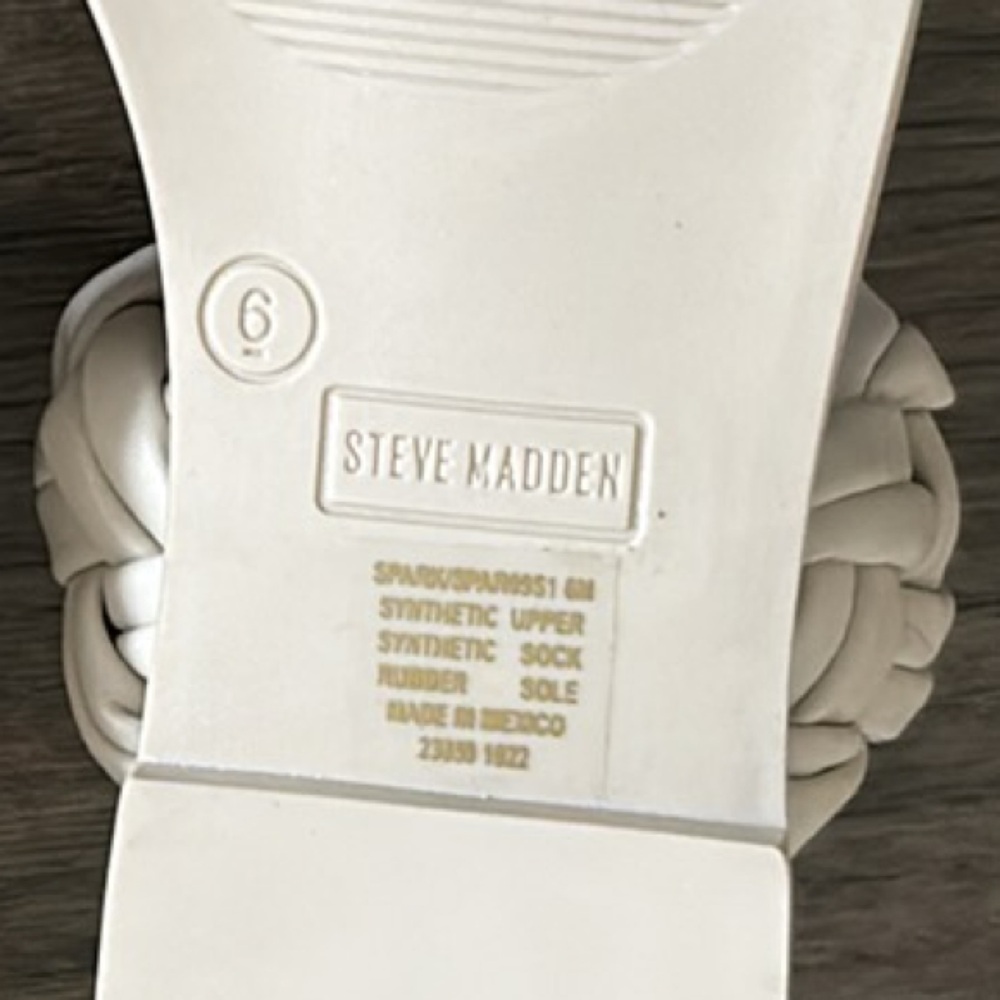 NEW [Steve Madden] Studded Braided Low Heel Slide Sandals in Cream Women’s Sz 6 - Picture 10 of 10